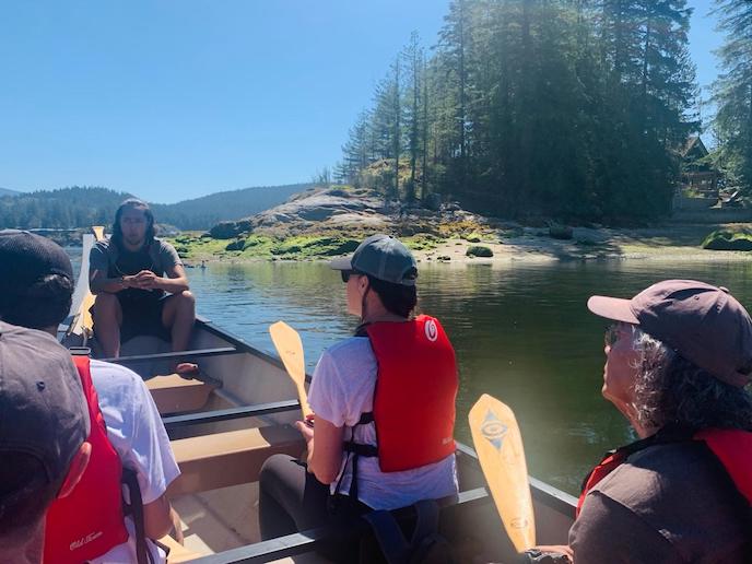 Clear Seas’ team canoeing the waters of Indian Arm surrounding the Tsleil-Waututh Nation, in North Vancouver, B.C, and learning about the history, culture and traditions of the Tsleil-Waututh Peoples.