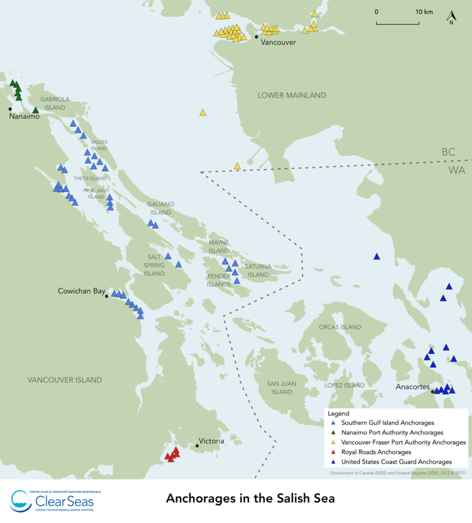 Anchorages in the Salish Sea